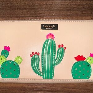 Kate Spade Cream Wallet with Cactus Design
